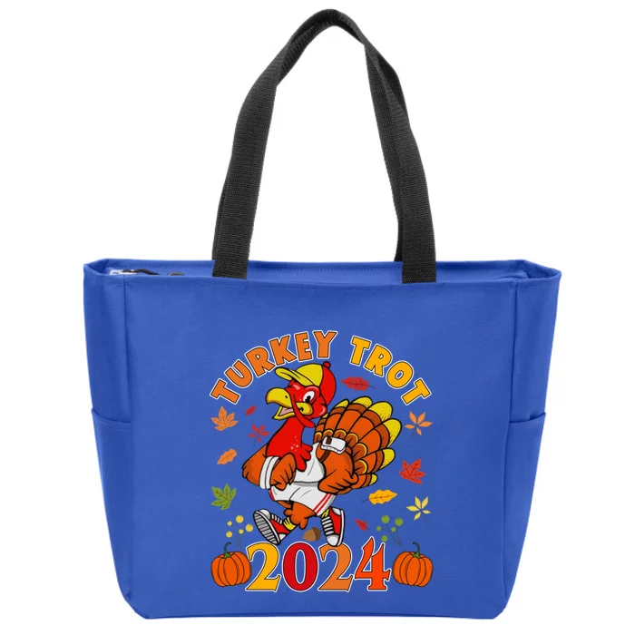 Happy Thanksgiving Day 2024 Pumpkin And Run Cute Turkey Trot Cool Gift Zip Tote Bag