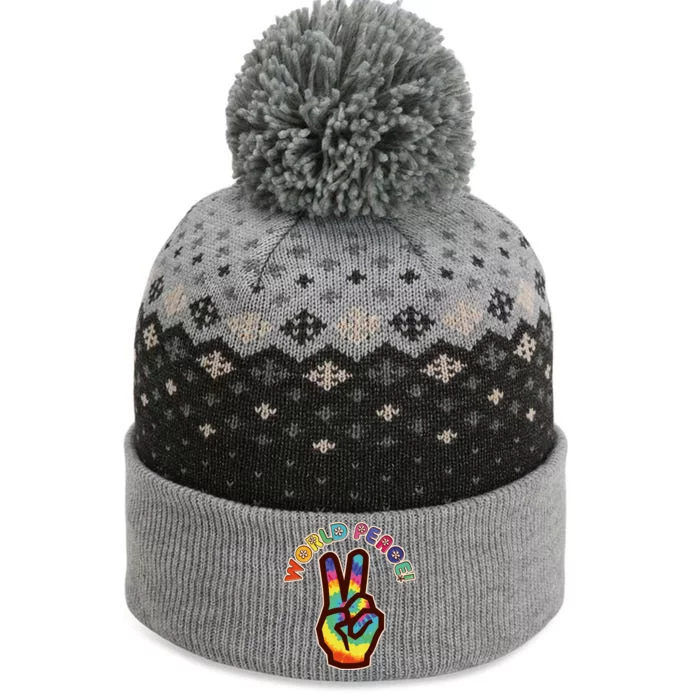 Hippy Tie Dye World Peace The Baniff Cuffed Pom Beanie