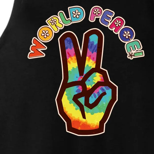 Hippy Tie Dye World Peace Ladies Tri-Blend Wicking Tank