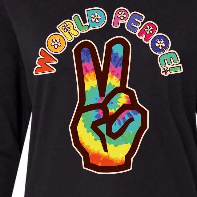 Hippy Tie Dye World Peace Womens Cotton Relaxed Long Sleeve T-Shirt