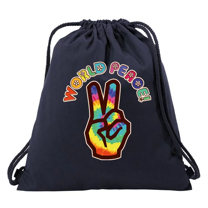 Hippy Tie Dye World Peace Drawstring Bag