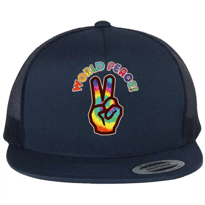 Hippy Tie Dye World Peace Flat Bill Trucker Hat