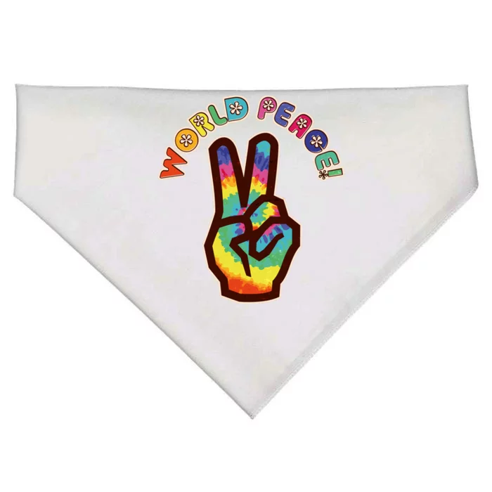 Hippy Tie Dye World Peace USA-Made Doggie Bandana