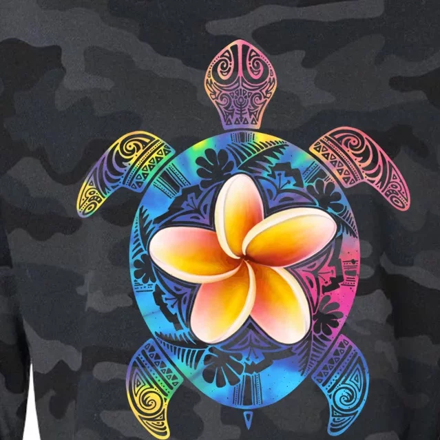 Hawaiian Tie Dye Sea Turtle Cropped Pullover Crew