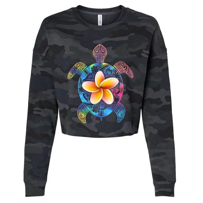 Hawaiian Tie Dye Sea Turtle Cropped Pullover Crew