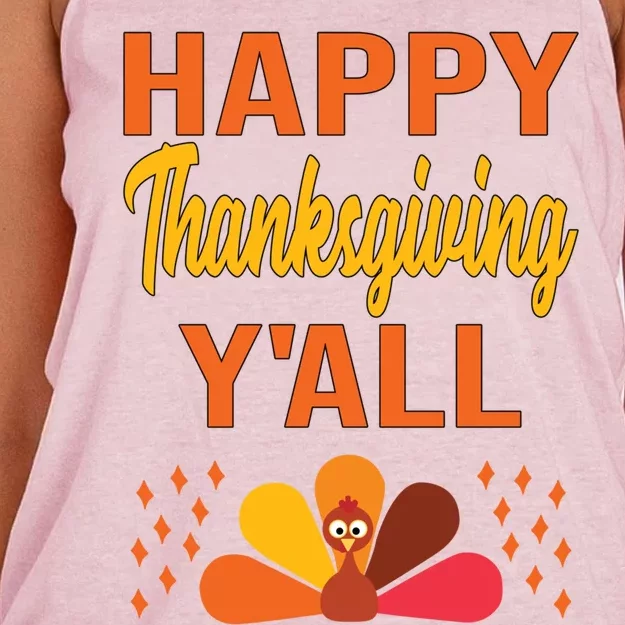 Happy Thanksgiving Day YaLl Cute Holiday Party Turkey Gift Women's Knotted Racerback Tank