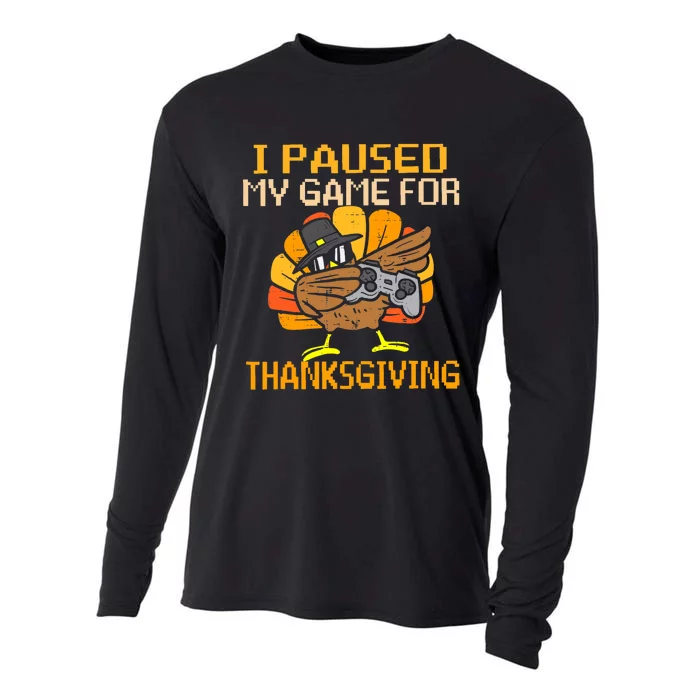 Happy Thanksgiving Dabbing Gamer Turkey Boy Girl Cooling Performance Long Sleeve Crew