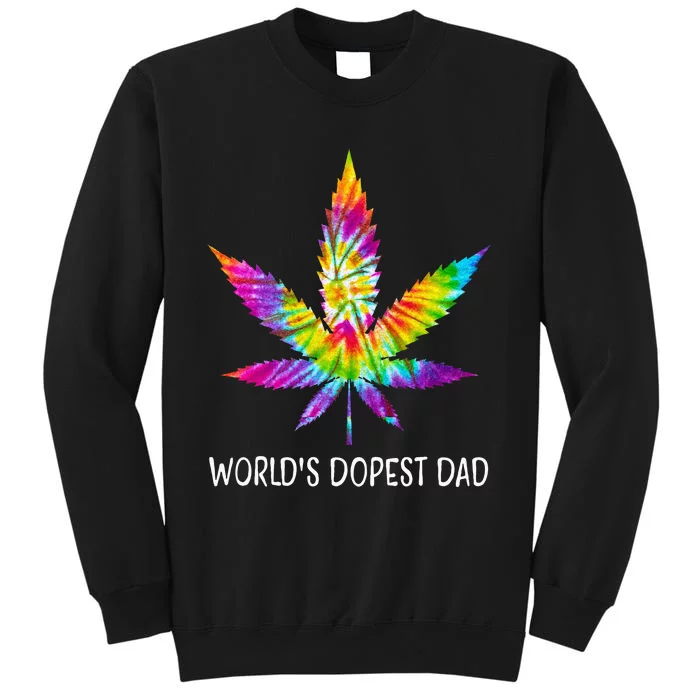 Hippie Tie Dye 420 Worlds Dopest Dad Funny Marijuana Leaf Sweatshirt