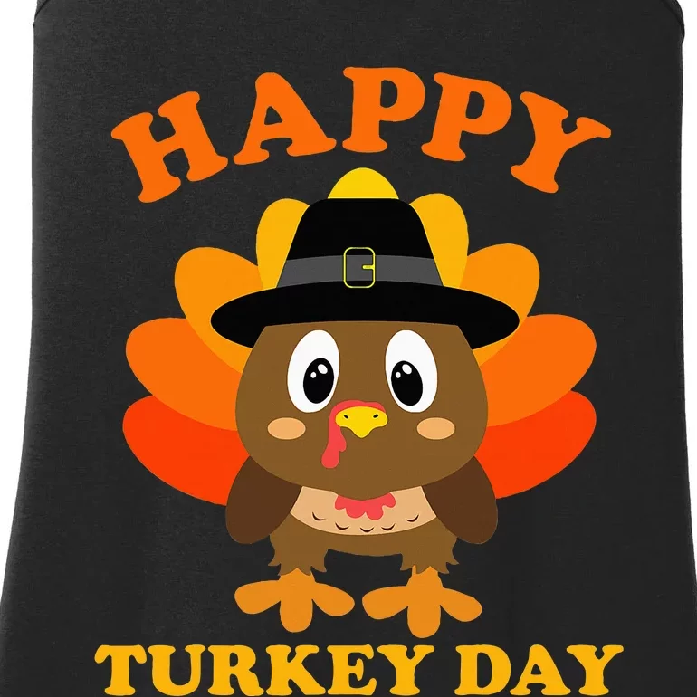 Happy Turkey Day Cute Little Pilgrim Ladies Essential Tank