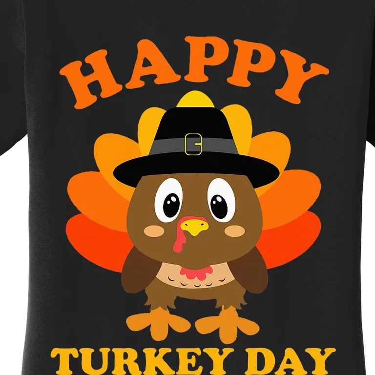 Happy Turkey Day Cute Little Pilgrim Women's T-Shirt