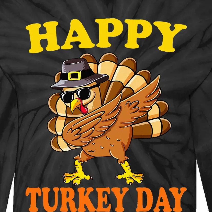 Happy Turkey Day Little Pilgrim Thanksgiving Tie-Dye Long Sleeve Shirt