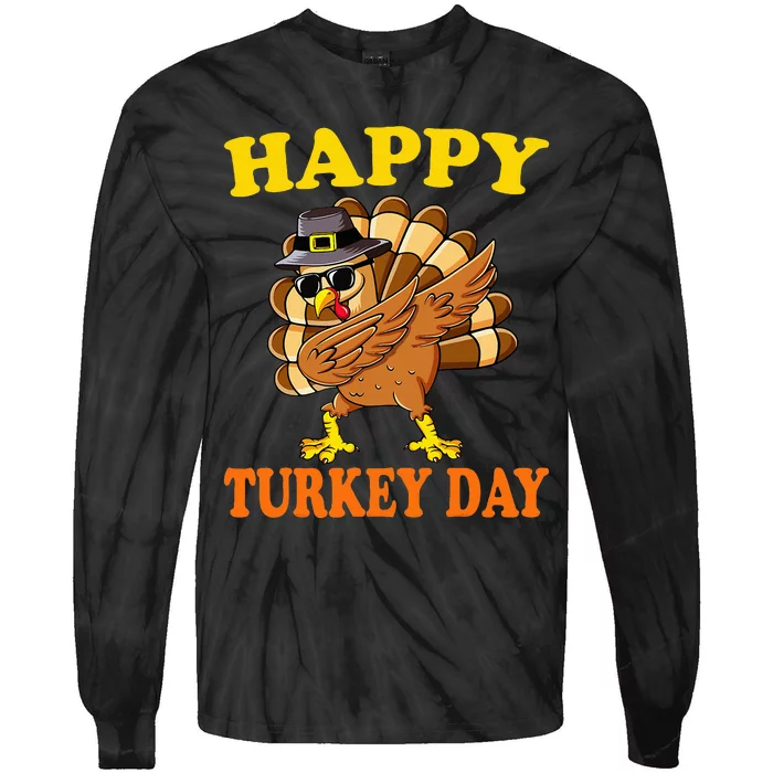 Happy Turkey Day Little Pilgrim Thanksgiving Tie-Dye Long Sleeve Shirt