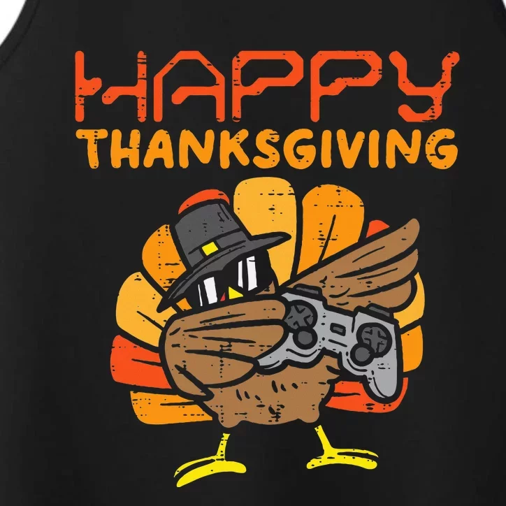 Happy Thanksgiving Dabbing Gamer Turkey Performance Tank