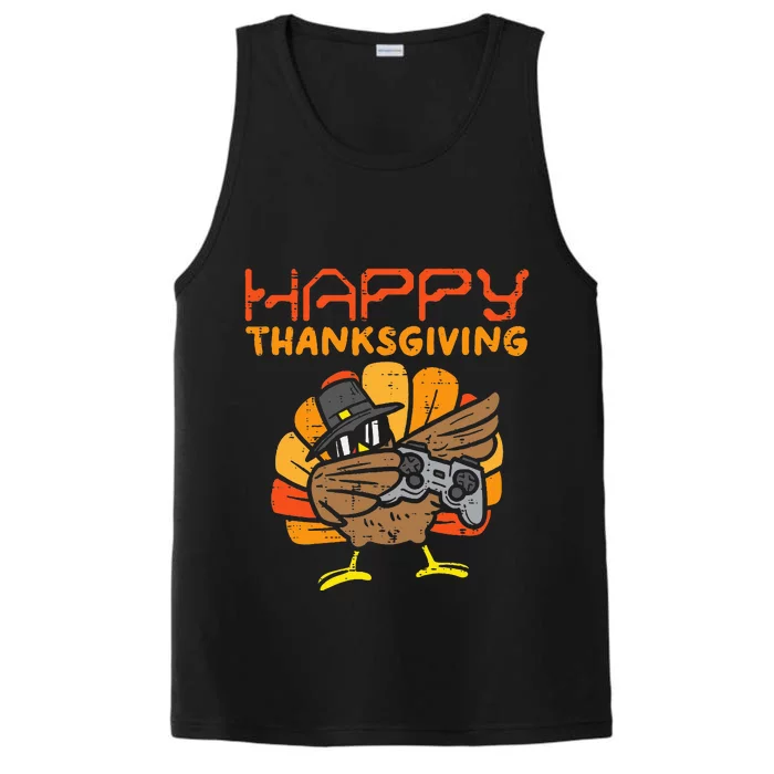 Happy Thanksgiving Dabbing Gamer Turkey Performance Tank