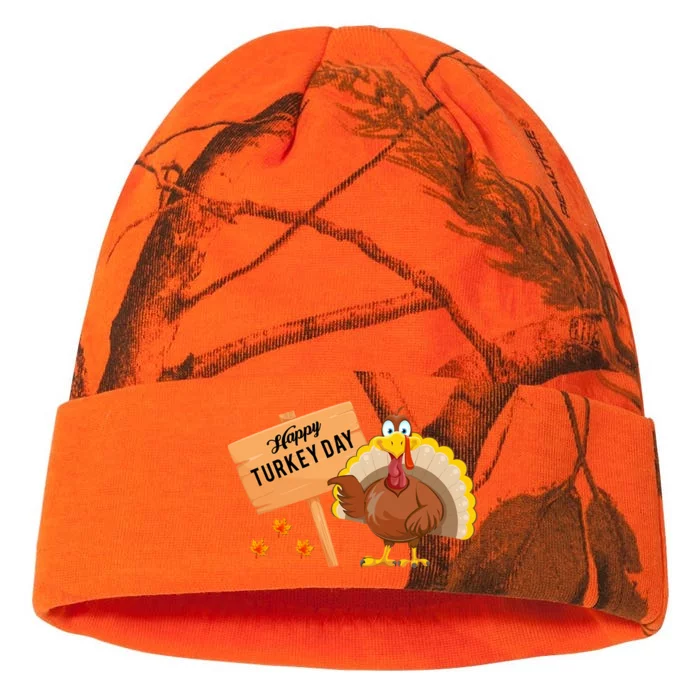 Happy Turkey Day Funny Thanksgiving Family Graphic Gift Kati - 12in Camo Beanie