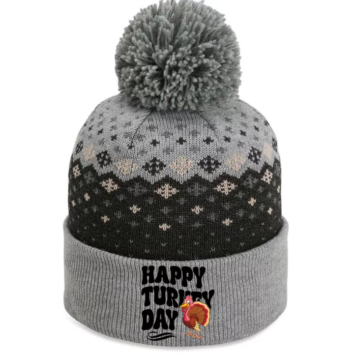 Happy Turkey Day Thanksgiving Holiday The Baniff Cuffed Pom Beanie