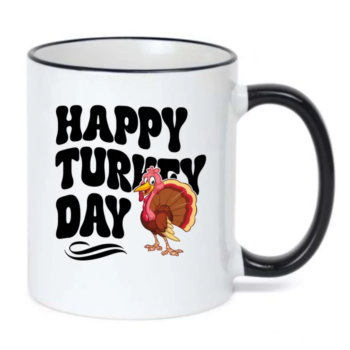 Happy Turkey Day Thanksgiving Holiday Black Color Changing Mug