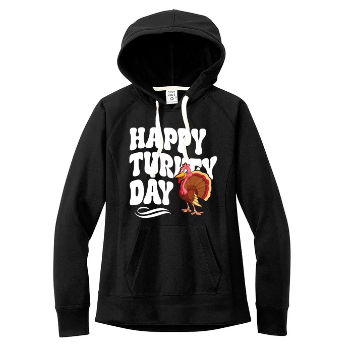 Happy Turkey Day Thanksgiving Holiday Women's Fleece Hoodie