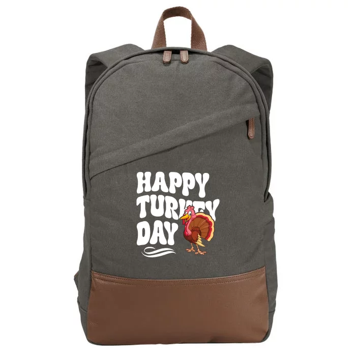 Happy Turkey Day Thanksgiving Holiday Cotton Canvas Backpack