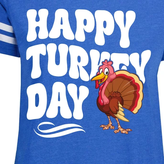 Happy Turkey Day Thanksgiving Holiday Enza Ladies Jersey Football T-Shirt