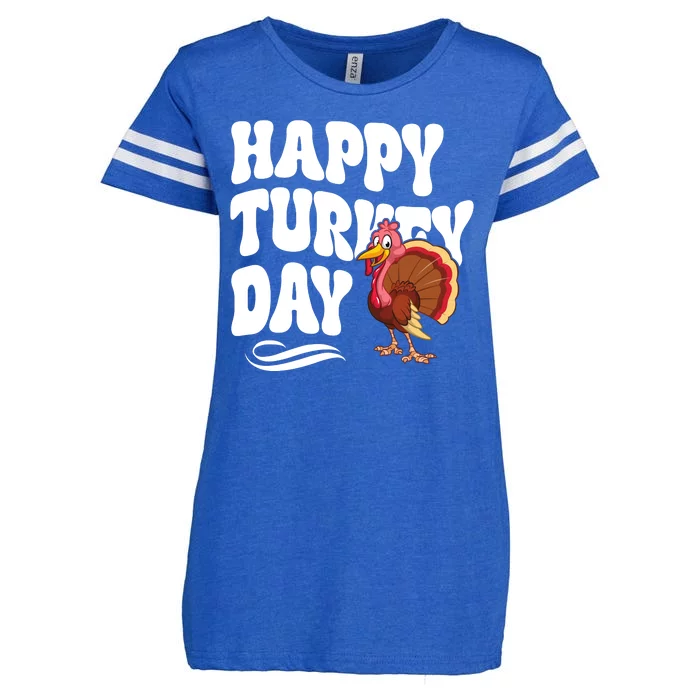 Happy Turkey Day Thanksgiving Holiday Enza Ladies Jersey Football T-Shirt