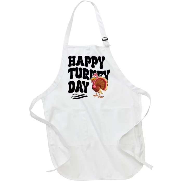 Happy Turkey Day Thanksgiving Holiday Full-Length Apron With Pocket