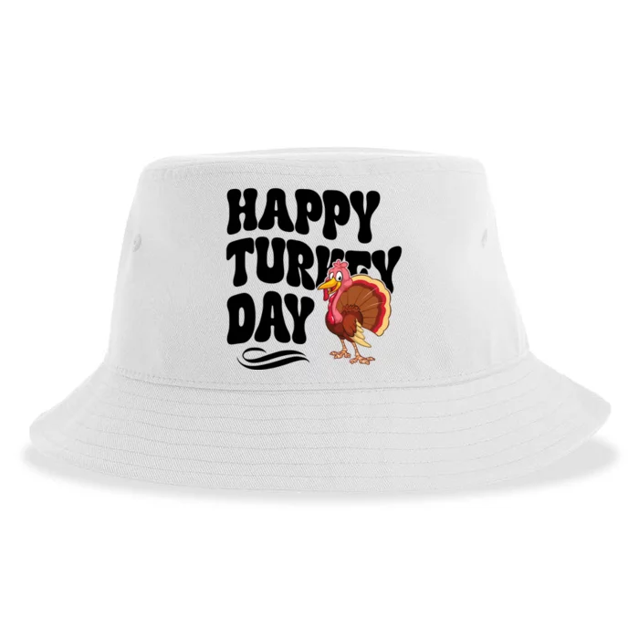 Happy Turkey Day Thanksgiving Holiday Sustainable Bucket Hat