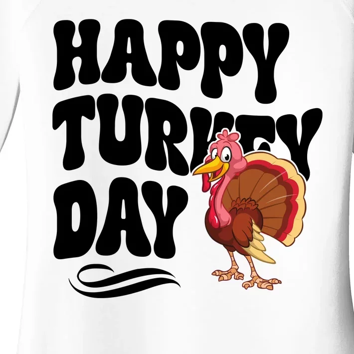 Happy Turkey Day Thanksgiving Holiday Women's Perfect Tri Tunic Long Sleeve Shirt