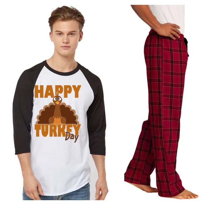 Happy Turkey Day Thanksgiving Holiday Raglan Sleeve Pajama Set