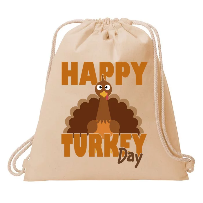 Happy Turkey Day Thanksgiving Holiday Drawstring Bag