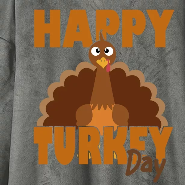 Happy Turkey Day Thanksgiving Holiday Hooded Wearable Blanket