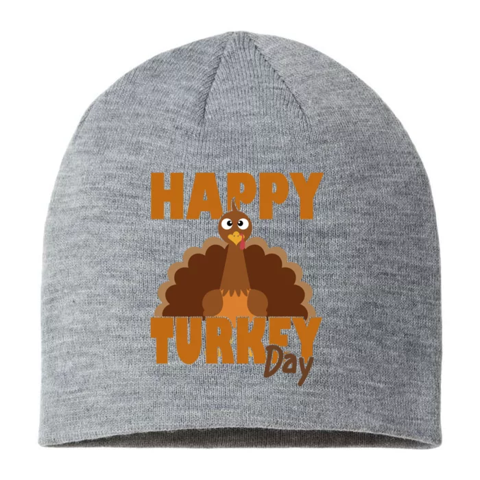 Happy Turkey Day Thanksgiving Holiday 8 1/2in Sustainable Knit Beanie