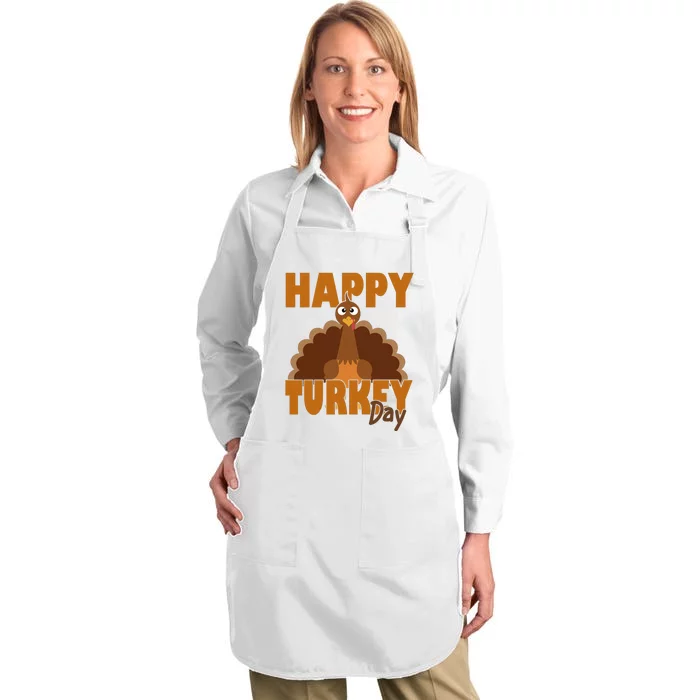 Happy Turkey Day Thanksgiving Holiday Full-Length Apron With Pocket