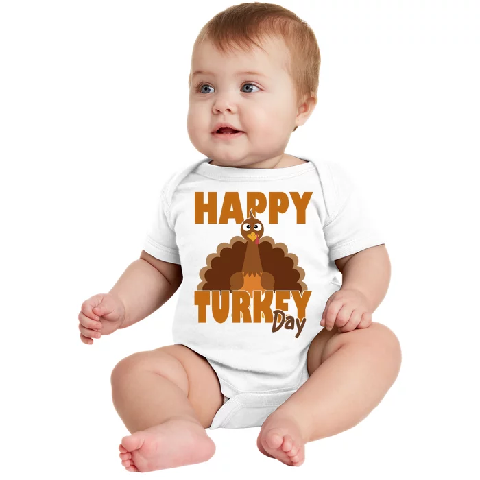 Happy Turkey Day Thanksgiving Holiday Baby Bodysuit