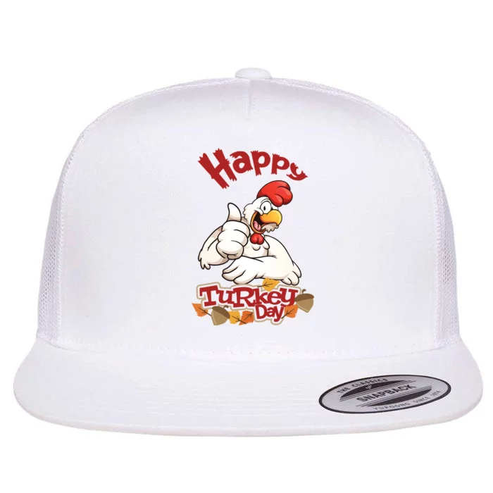 Happy Turkey Day Flat Bill Trucker Hat