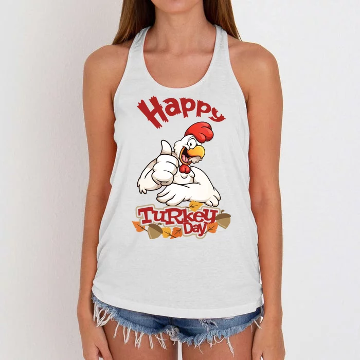 Happy Turkey Day Women's Knotted Racerback Tank