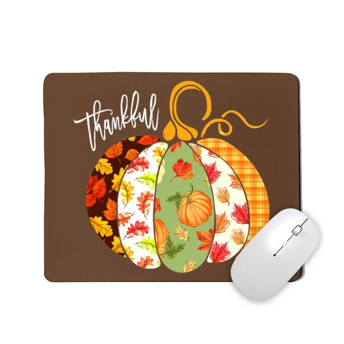 Happy Thanksgiving Day Autumn Fall Thankful Pumpkin Leopard Mousepad