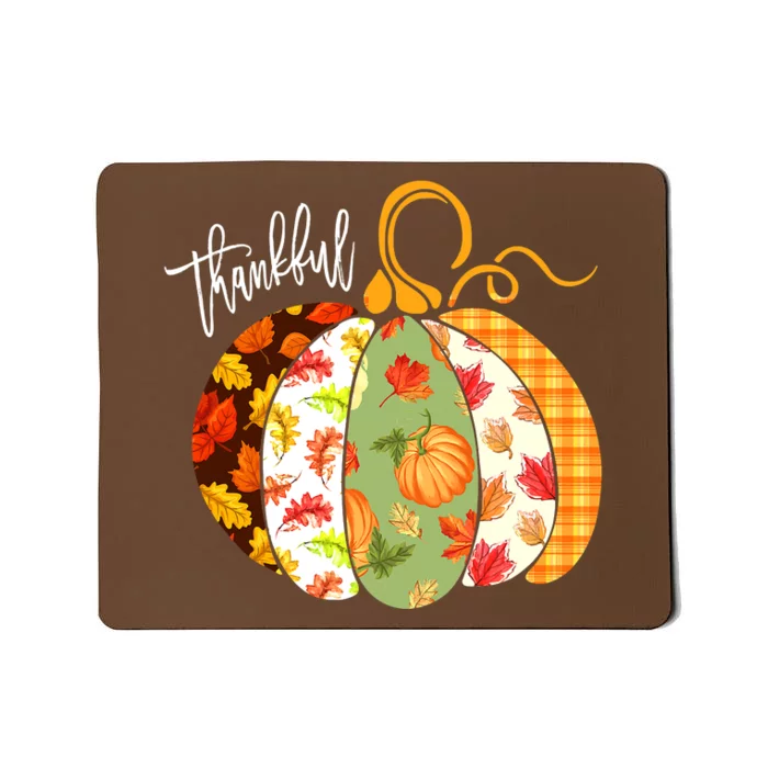 Happy Thanksgiving Day Autumn Fall Thankful Pumpkin Leopard Mousepad