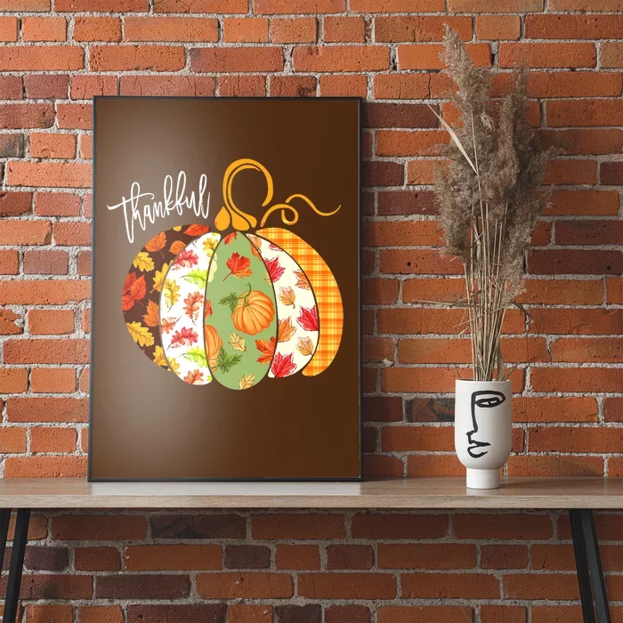 Happy Thanksgiving Day Autumn Fall Thankful Pumpkin Leopard Poster