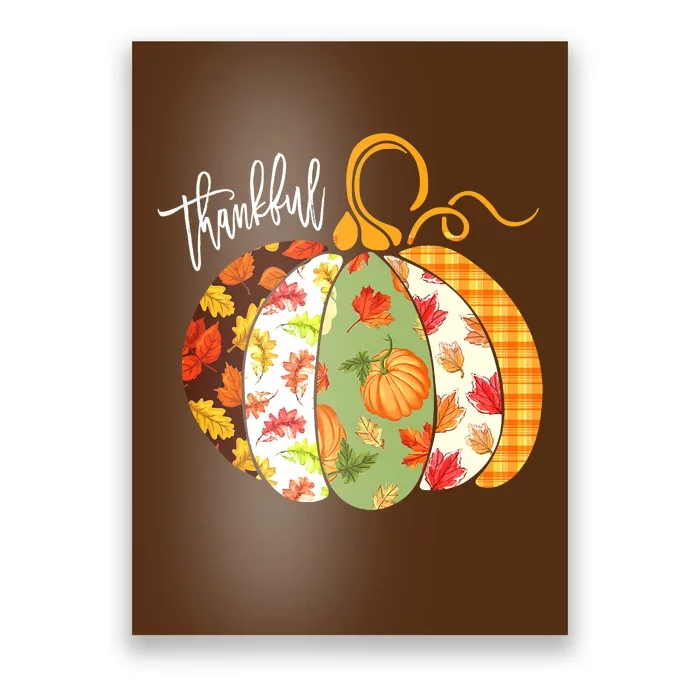 Happy Thanksgiving Day Autumn Fall Thankful Pumpkin Leopard Poster