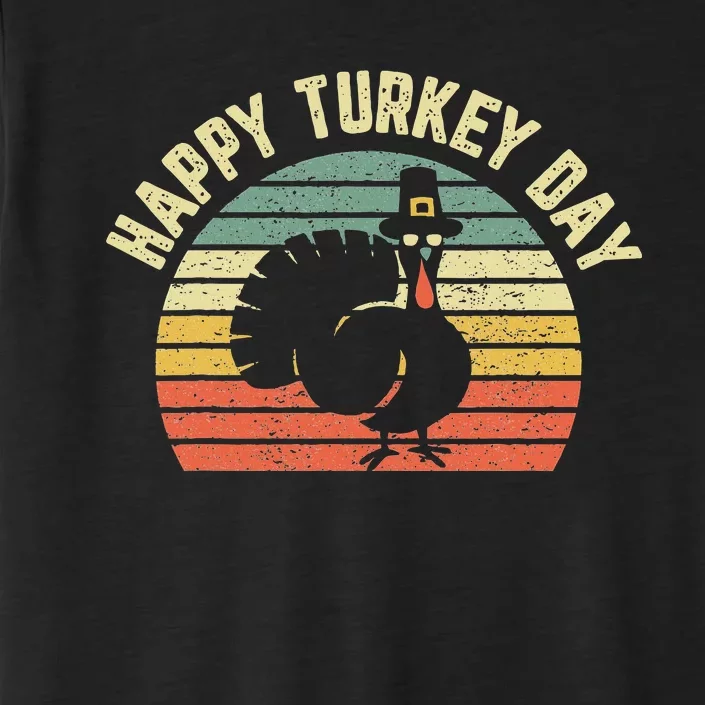 Happy Turkey Day Cool Turkey Retro Thanksgiving ChromaSoft Performance T-Shirt