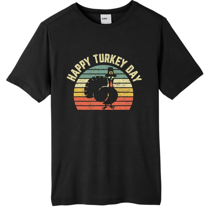 Happy Turkey Day Cool Turkey Retro Thanksgiving ChromaSoft Performance T-Shirt