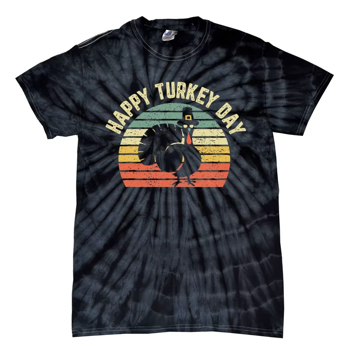 Happy Turkey Day Cool Turkey Retro Thanksgiving Tie-Dye T-Shirt