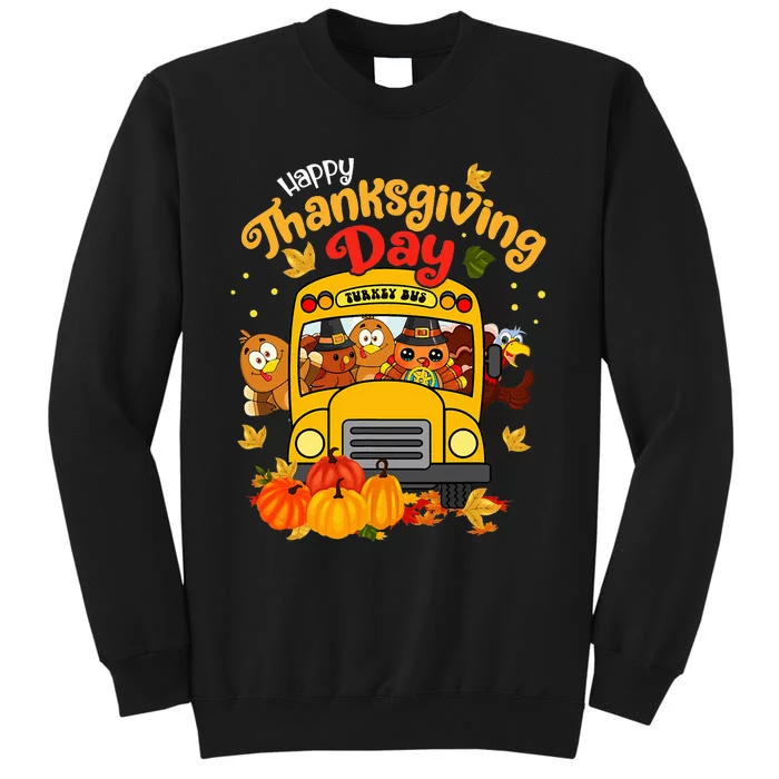 Happy Thanksgiving Day Funny Turkey School Bus Driver Gifts Tall Sweatshirt