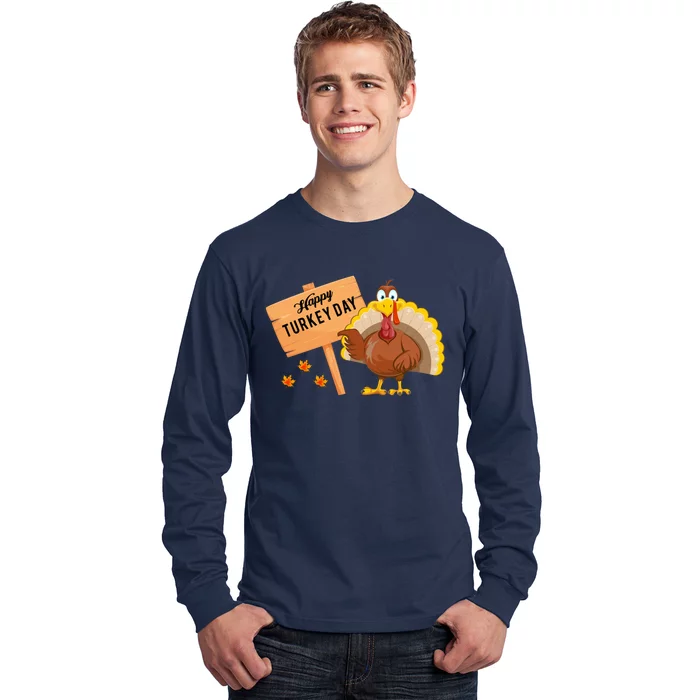 Happy Turkey Day Funny Thanksgiving Family Graphic Long Sleeve Shirt