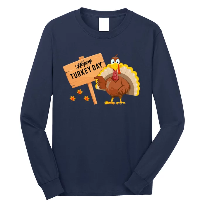 Happy Turkey Day Funny Thanksgiving Family Graphic Long Sleeve Shirt