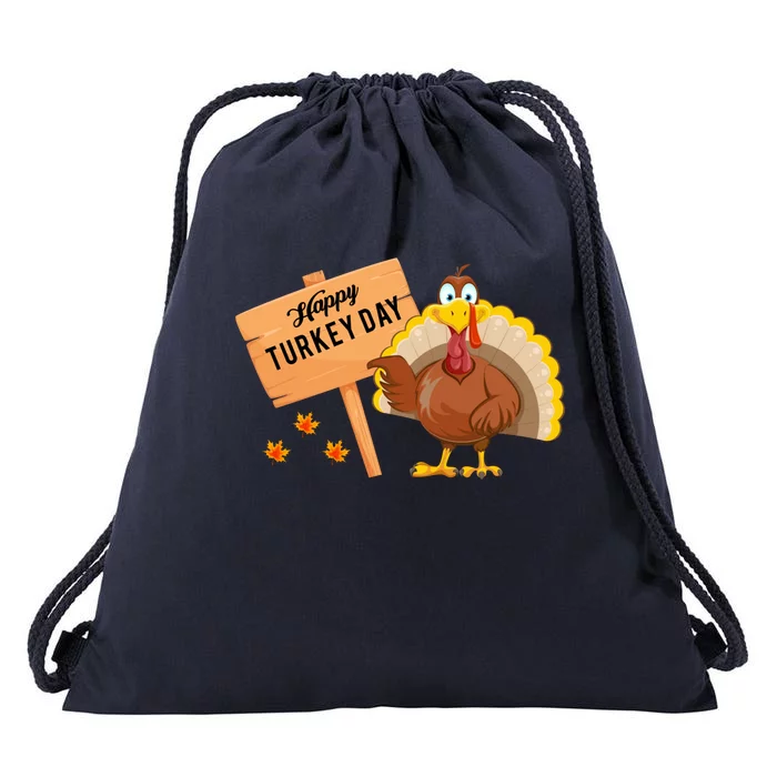 Happy Turkey Day Funny Thanksgiving Family Graphic Drawstring Bag