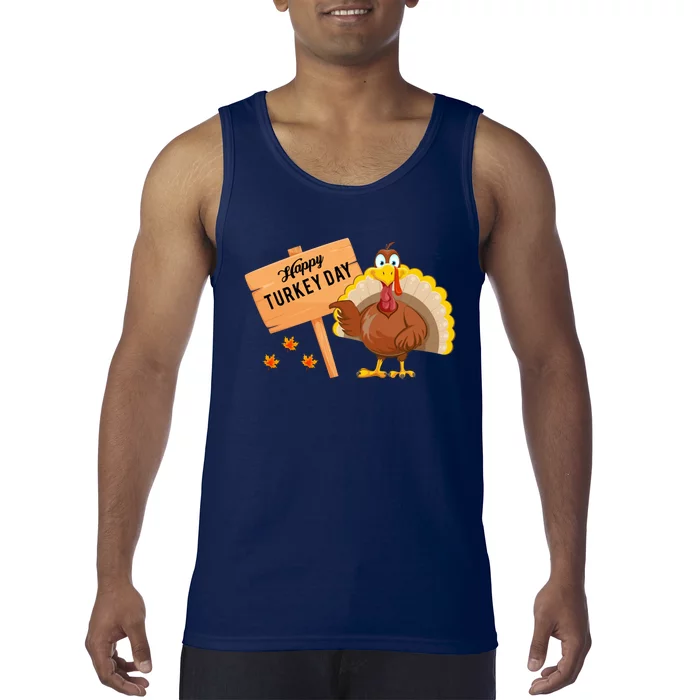 Happy Turkey Day Funny Thanksgiving Family Graphic Tank Top