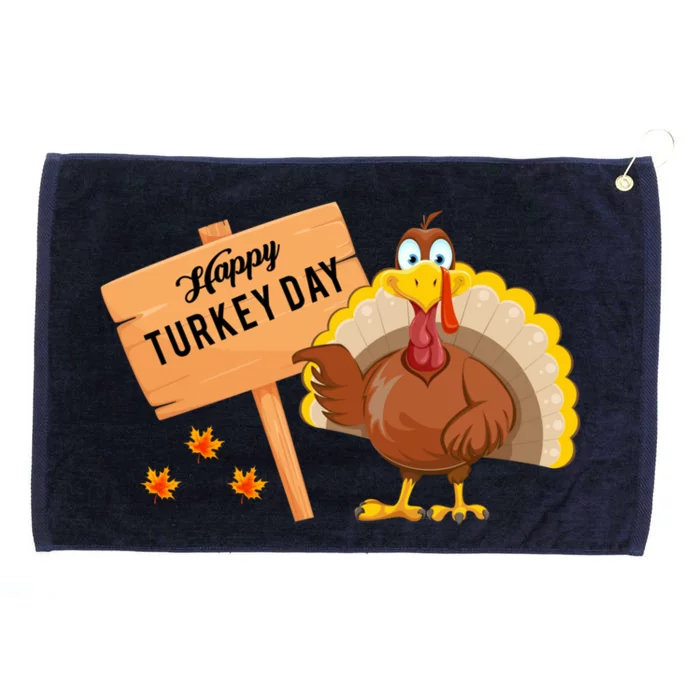 Happy Turkey Day Funny Thanksgiving Family Graphic Grommeted Golf Towel