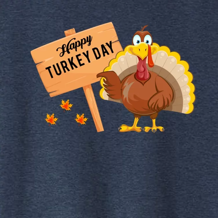 Happy Turkey Day Funny Thanksgiving Family Graphic Women's Crop Top Tee